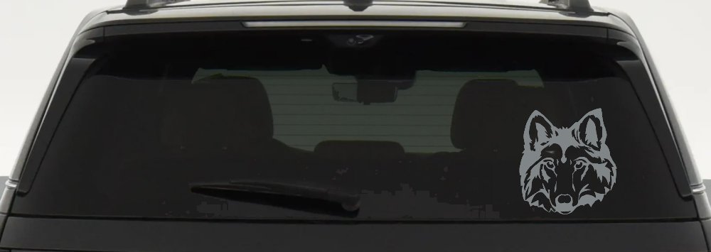 Wolf Head Car or Truck Window Decal Sticker (Telegrey)