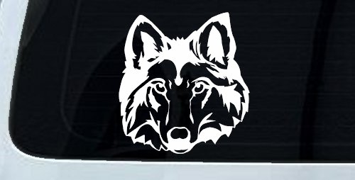 Wolf Head Car or Truck Window Decal Sticker (White)