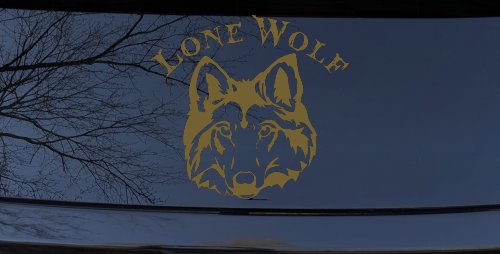 Lone Wolf Head Biker Car or Truck Window Decal Sticker (Gold)