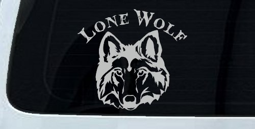 Lone Wolf Head Biker Car or Truck Window Decal Sticker (Light Gray)