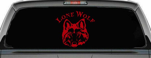 Lone Wolf Head Biker Car or Truck Window Decal Sticker (Red)