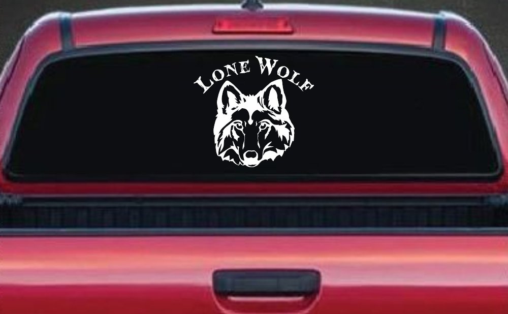 Lone Wolf Head Biker Car or Truck Window Decal Sticker