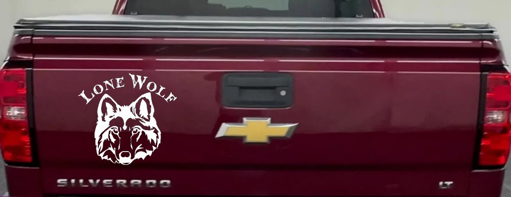 Lone Wolf Head Biker Car or Truck Window Decal Sticker (White)