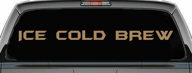 Ice Cold Brew Store Window Lettering Business Car or Truck Window Decal Sticker (Light Brown)