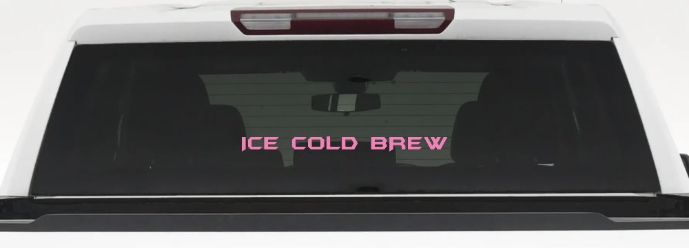 Ice Cold Brew Store Window Lettering Business Car or Truck Window Vinyl Decal Sticker (Pink)