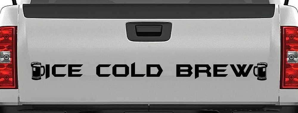 Ice Cold Brew With Beer Mugs Business Window Lettering Sign Car or Truck Window Decal Sticker (Black)