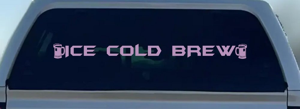 Ice Cold Brew With Beer Mugs Business Window Lettering Sign Car or Truck Window Decal Sticker (Lilac)