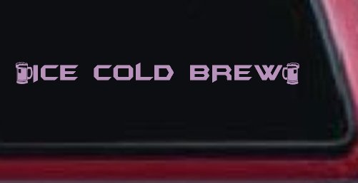 Ice Cold Brew With Beer Mugs Business Window Lettering Sign Car or Truck Window Vinyl Decal Sticker (Lilac)