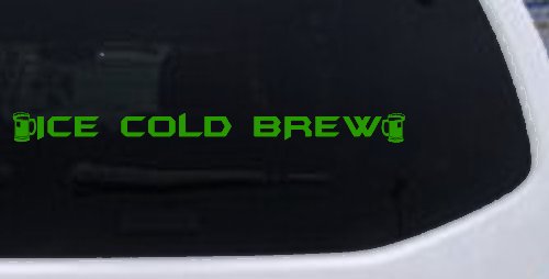 Ice Cold Brew With Beer Mugs Business Window Lettering Sign Car or Truck Window Decal Sticker (Lime)