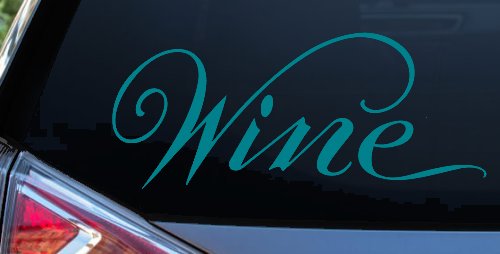 Wine Restaurant Bar Store Window Lettering Business Car or Truck Window Decal Sticker (Turquoise Blue)