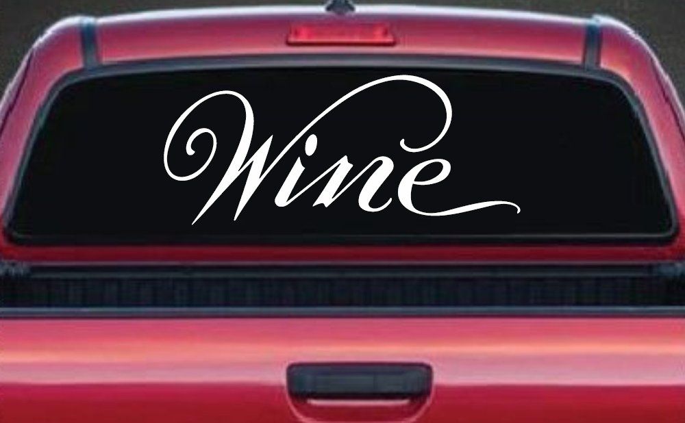 Wine Restaurant Bar Store Window Lettering Business Car or Truck Window Decal Sticker (White)