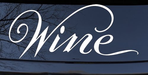 Wine Restaurant Bar Store Window Lettering Business Car or Truck Window Decal Sticker (White)
