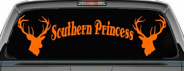 Southern Princess With Deer Hunting Car or Truck Window Decal Sticker