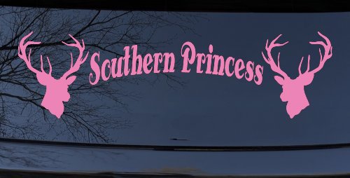 Southern Princess With Deer Hunting Car or Truck Window Decal Sticker (Pink)