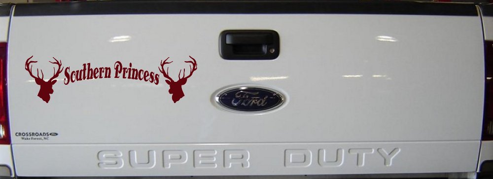 Southern Princess With Deer Hunting Car or Truck Window Vinyl Decal Sticker (Purple Red)