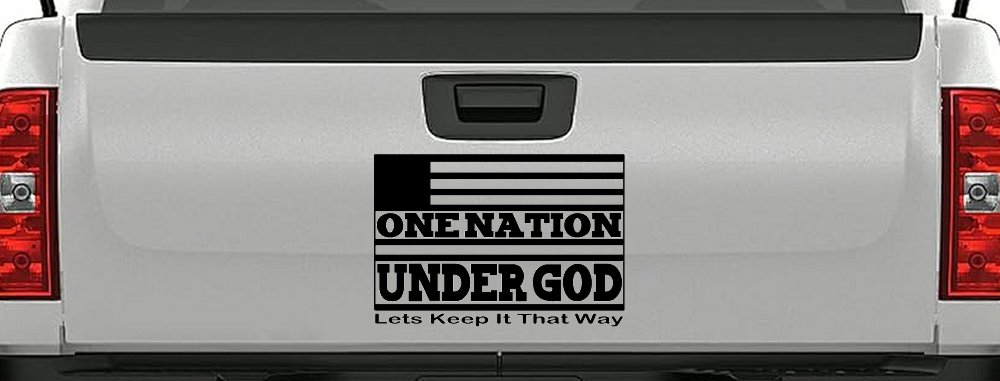 One Nation Under God Lets Keep It That Way American US Flag Christian Car or Truck Window Decal Sticker (Black)