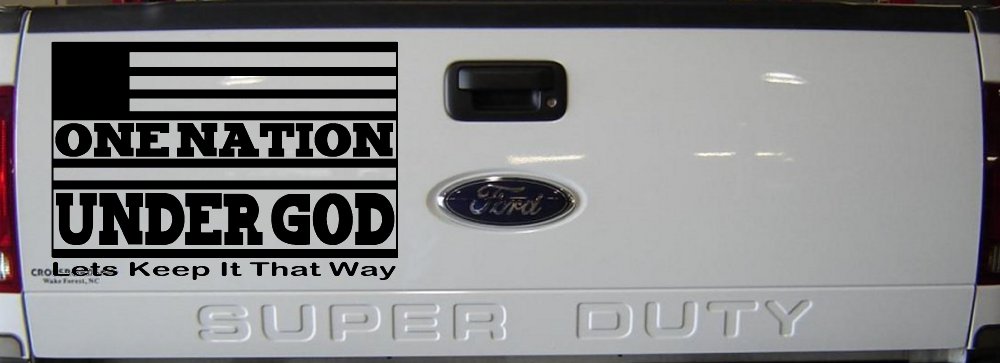 One Nation Under God Lets Keep It That Way American US Flag Christian Car or Truck Window Decal Sticker (Black)
