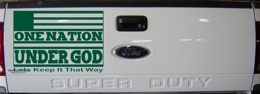 One Nation Under God Lets Keep It That Way American US Flag Christian Car or Truck Window Decal Sticker (Dark Green)
