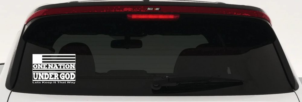 One Nation Under God Lets Keep It That Way American US Flag Christian Car or Truck Window Decal Sticker (White)