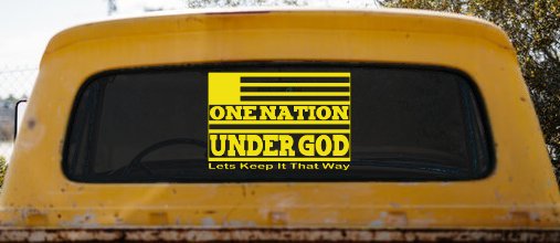 One Nation Under God Lets Keep It That Way American US Flag Christian Car or Truck Window Decal Sticker (Yellow)
