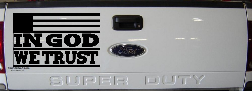 In God We Trust American US Flag Christian Car or Truck Window Decal Sticker (Black)