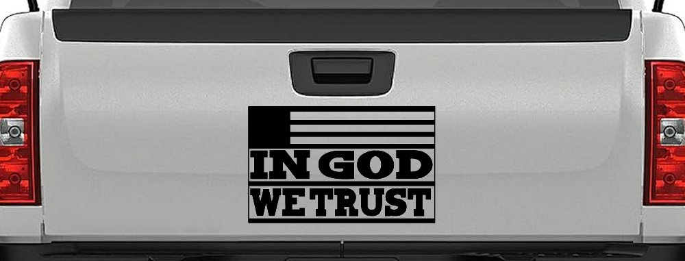 In God We Trust American US Flag Christian Car or Truck Window Decal Sticker (Black)