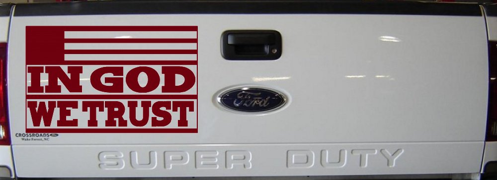 In God We Trust American US Flag Christian Car or Truck Window Vinyl Decal Sticker (Burgundy)
