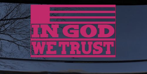 In God We Trust American US Flag Christian Car or Truck Window Decal Sticker (Hot Pink)