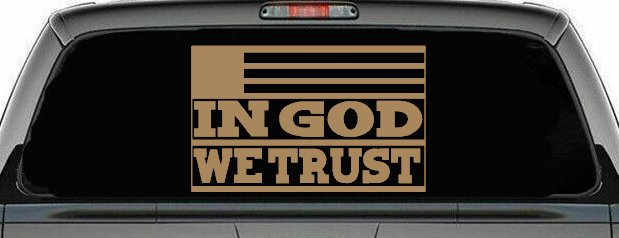 In God We Trust American US Flag Christian Car or Truck Window Decal Sticker (Light Brown)