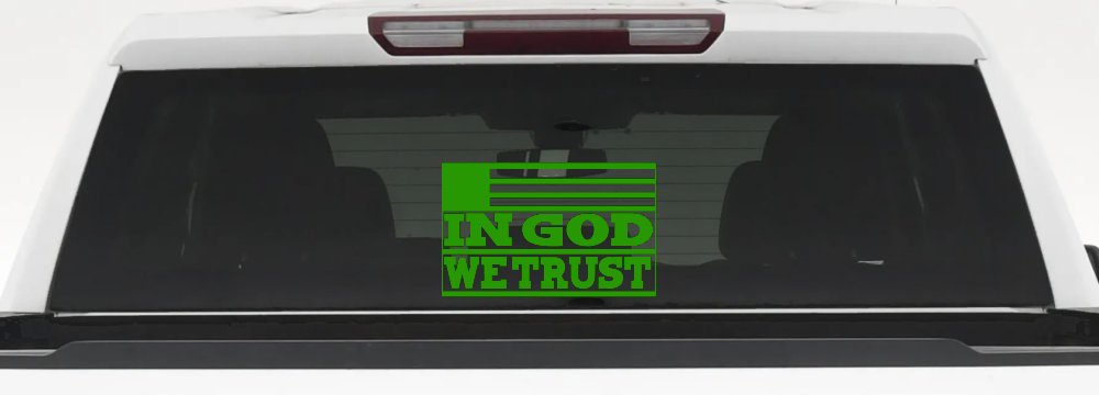 In God We Trust American US Flag Christian Car or Truck Window Decal Sticker (Lime)