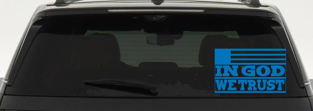 In God We Trust American US Flag Christian Car or Truck Window Decal Sticker (Sky Blue)