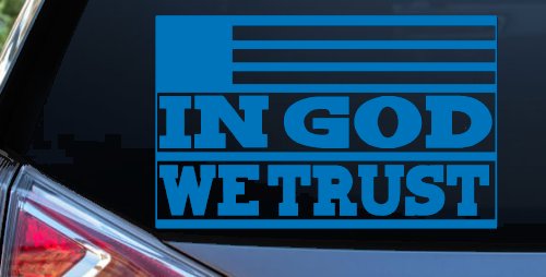 In God We Trust American US Flag Christian Car or Truck Window Decal Sticker (Sky Blue)