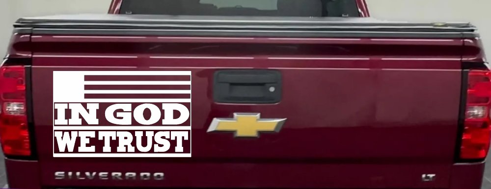 In God We Trust American US Flag Christian Car or Truck Window Decal Sticker (White)