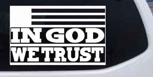 In God We Trust American US Flag Christian Car or Truck Window Decal Sticker (White)