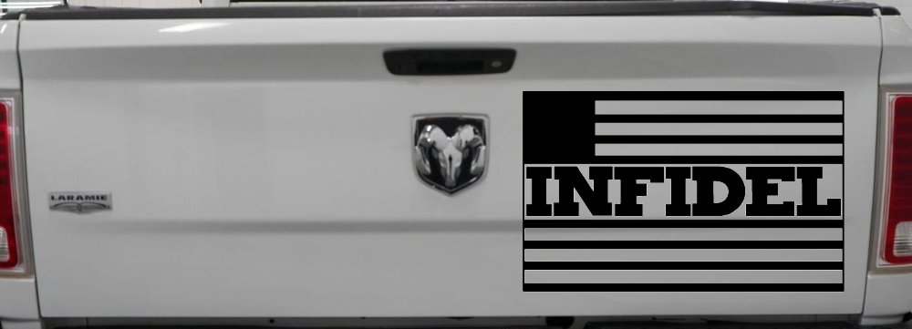 Infidel With American US Flag Military Car or Truck Window Decal Sticker