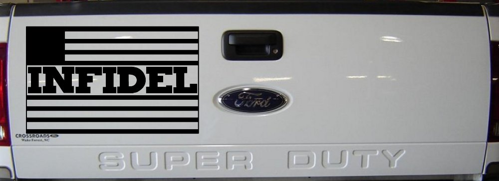 Infidel With American US Flag Military Car or Truck Window Decal Sticker