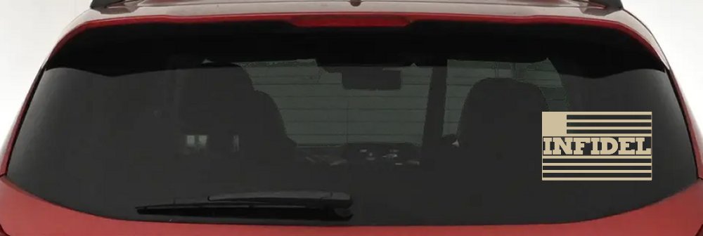 Infidel With American US Flag Military Car or Truck Window Decal Sticker