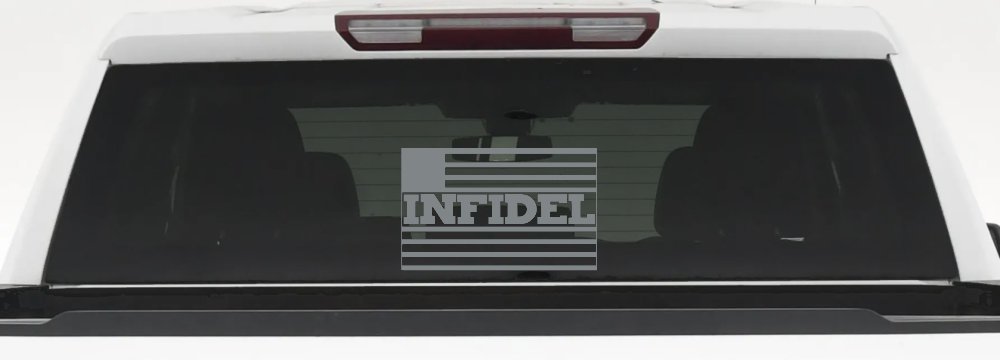 Infidel With American US Flag Military Car or Truck Window Decal Sticker