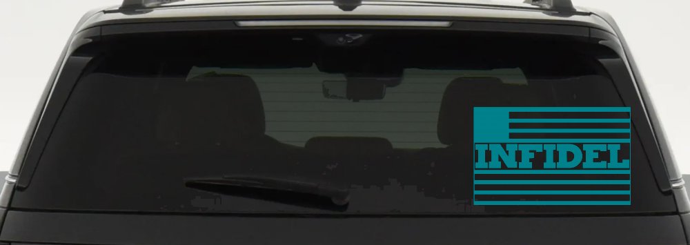 Infidel With American US Flag Military Car or Truck Window Decal Sticker