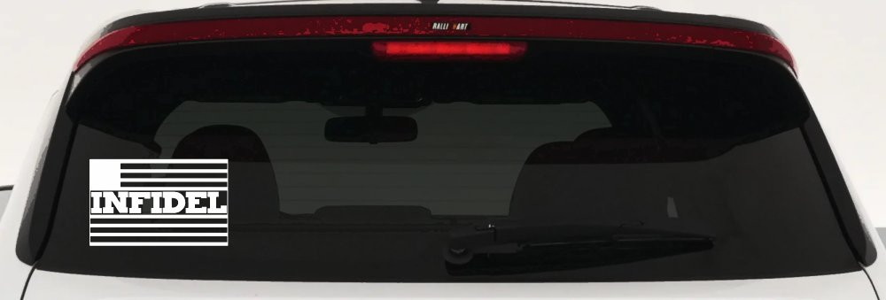 Infidel With American US Flag Military Car or Truck Window Decal Sticker