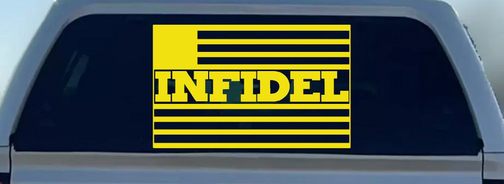 Infidel With American US Flag Military Car or Truck Window Decal Sticker