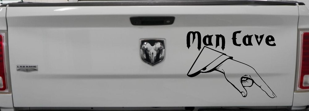 Man Cave Pointing Down Window Lettering Sign Car or Truck Window Decal Sticker