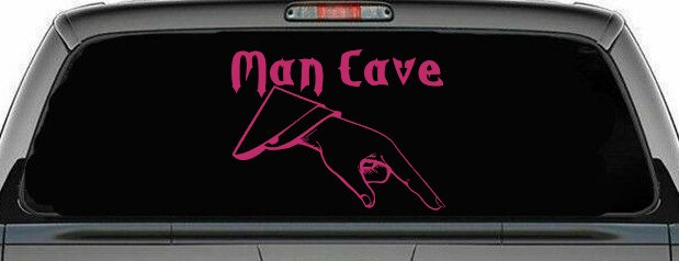 Man Cave Pointing Down Window Lettering Sign Car or Truck Window Decal Sticker
