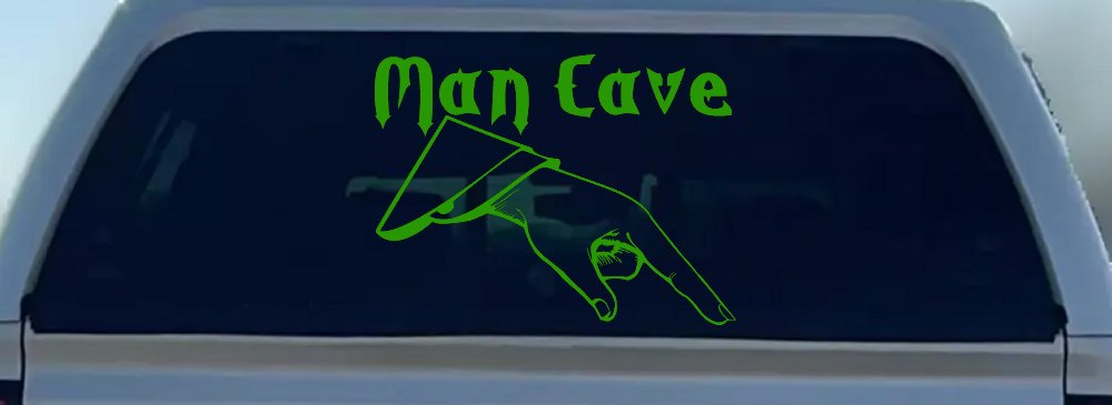 Man Cave Pointing Down Window Lettering Sign Car or Truck Window Decal Sticker