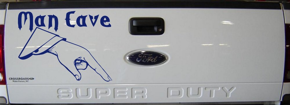 Man Cave Pointing Down Window Lettering Sign Car or Truck Window Decal Sticker