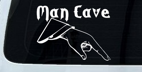 Man Cave Pointing Down Window Lettering Sign Car or Truck Window Decal Sticker