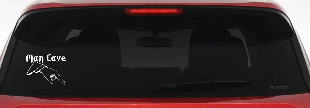 Man Cave Pointing Down Window Lettering Sign Car or Truck Window Decal Sticker