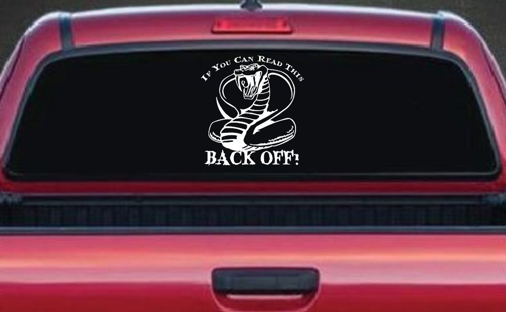 If You Can Read This Back Off Cobra Car or Truck Window Vinyl Decal Sticker (White)