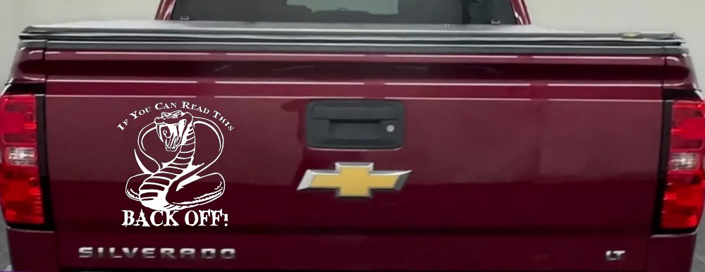 If You Can Read This Back Off Cobra Car or Truck Window Decal Sticker (White)