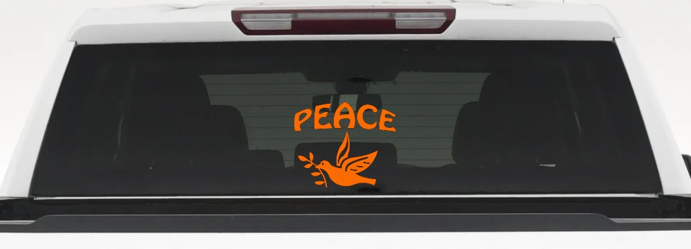 Peace Dove Christian Car or Truck Window Decal Sticker (Orange)